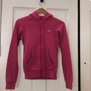 pink nike zip up sweatshirt